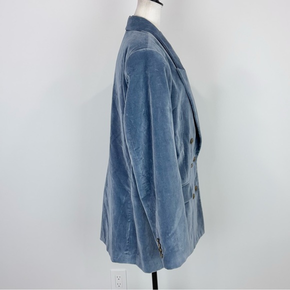 Frame blue velvet double-breasted blazer - Picture 6 of 8